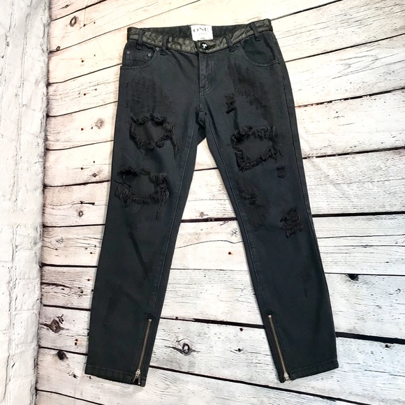 One Teaspoon Denim - One Teaspoon Black Distressed Skinny Jeans Size 27